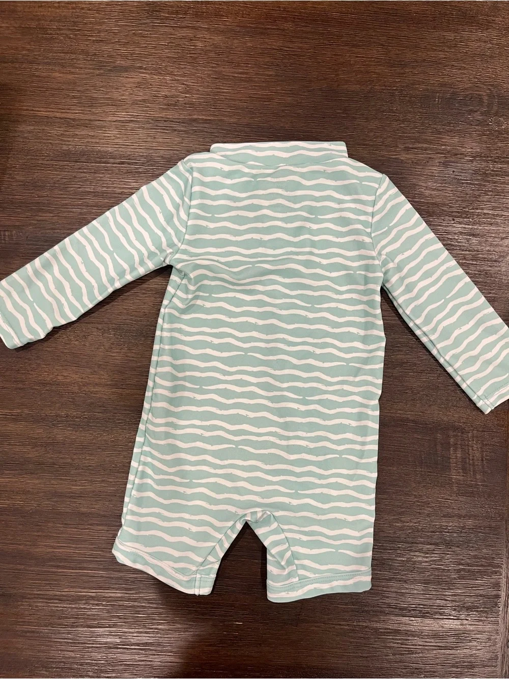 Carter's Mint and White Striped Rashguard Swim 3-6M with Turtle Accent Like New